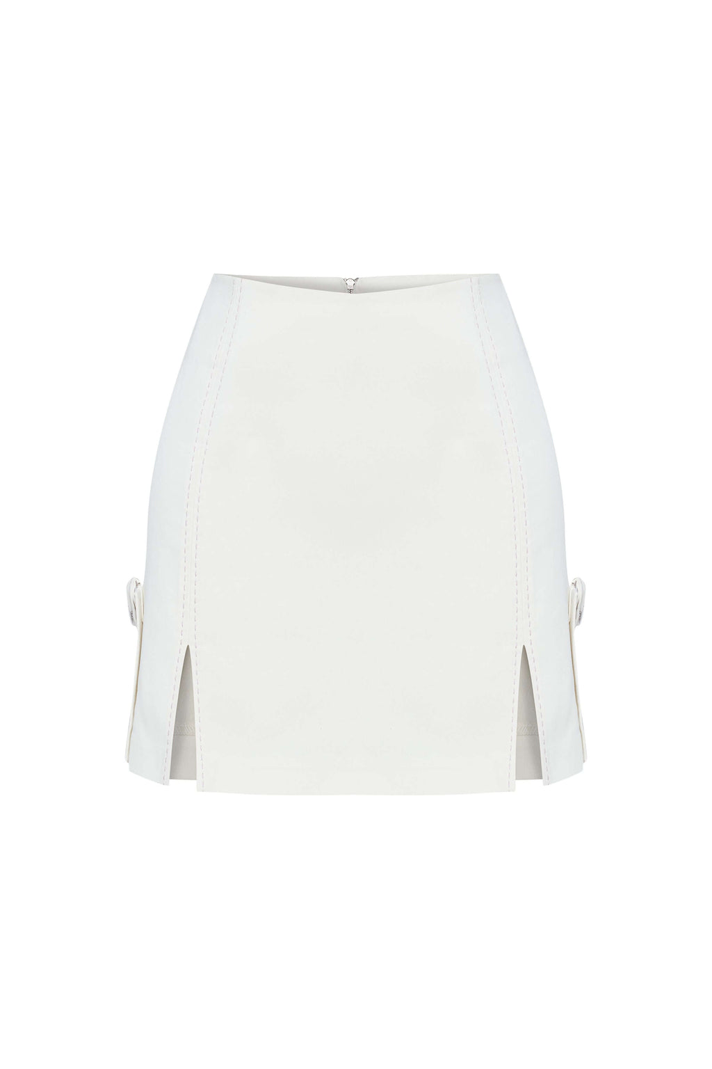 JENDUE Catalina Denim Mini Skirt - White | Shop Online