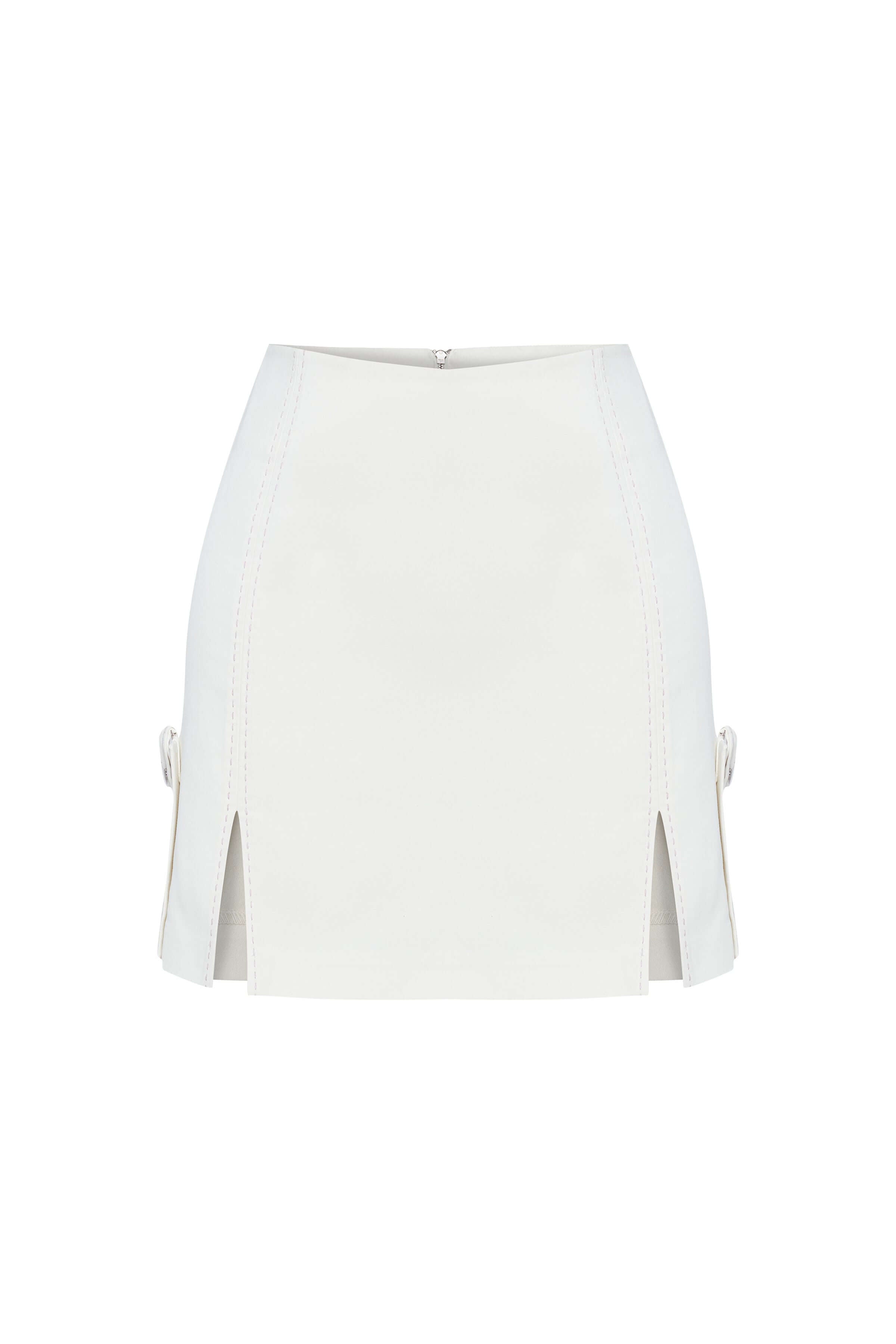 JENDUE Catalina Denim Mini Skirt - White | Shop Online